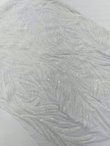 Feather Wing Shiny Sequin Mesh Fabric - Feather Wing Sequin Design, 54" Width (1 Yard)