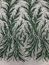Feather Wing Shiny Sequin Mesh Fabric - Feather Wing Sequin Design, 54" Width (1 Yard)