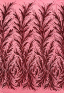 Feather Wing Shiny Sequin Mesh Fabric - Feather Wing Sequin Design, 54" Width (1 Yard)