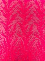 Feather Wing Shiny Sequin Mesh Fabric - Feather Wing Sequin Design, 54" Width (1 Yard)