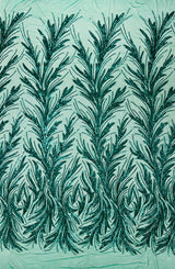 Feather Wing Shiny Sequin Mesh Fabric - Feather Wing Sequin Design, 54" Width (1 Yard)