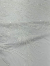 Feather Wing Shiny Sequin Mesh Fabric - Feather Wing Sequin Design, 54" Width (1 Yard)