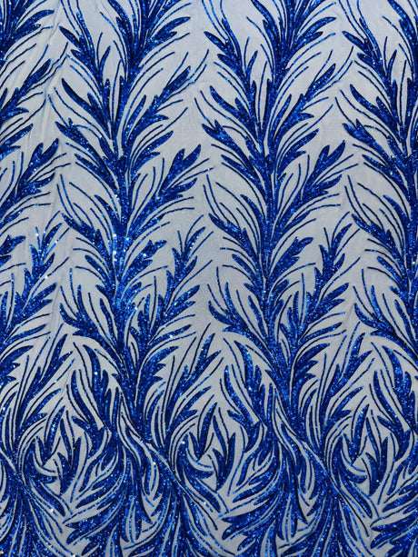 Feather Wing Shiny Sequin Mesh Fabric - Feather Wing Sequin Design, 54" Width (1 Yard)