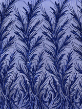Feather Wing Shiny Sequin Mesh Fabric - Feather Wing Sequin Design, 54" Width (1 Yard)