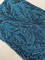 Feather Wing Shiny Sequin Mesh Fabric - Feather Wing Sequin Design, 54" Width (1 Yard)