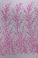 Feather Wing Shiny Sequin Mesh Fabric - Feather Wing Sequin Design, 54" Width (1 Yard)
