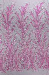 Feather Wing Shiny Sequin Mesh Fabric - Feather Wing Sequin Design, 54" Width (1 Yard)