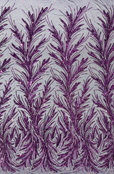 Feather Wing Shiny Sequin Mesh Fabric - Feather Wing Sequin Design, 54" Width (1 Yard)