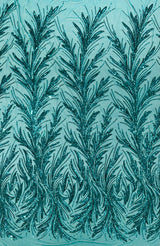 Feather Wing Shiny Sequin Mesh Fabric - Feather Wing Sequin Design, 54" Width (1 Yard)