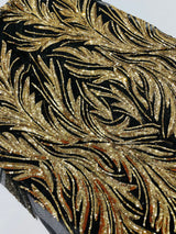 Feather Wing Shiny Sequin Mesh Fabric - Feather Wing Sequin Design, 54" Width (1 Yard)