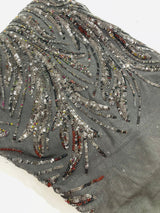 Feather Wing Shiny Sequin Mesh Fabric - Feather Wing Sequin Design, 54" Width (1 Yard)