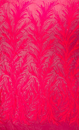 Feather Wing Shiny Sequin Mesh Fabric - Feather Wing Sequin Design, 54" Width (1 Yard)