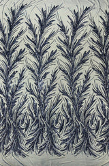 Feather Wing Shiny Sequin Mesh Fabric - Feather Wing Sequin Design, 54" Width (1 Yard)