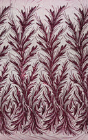 Feather Wing Shiny Sequin Mesh Fabric - Feather Wing Sequin Design, 54" Width (1 Yard)