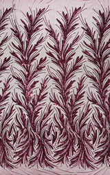 Feather Wing Shiny Sequin Mesh Fabric - Feather Wing Sequin Design, 54" Width (1 Yard)