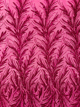 Feather Wing Shiny Sequin Mesh Fabric - Feather Wing Sequin Design, 54" Width (1 Yard)