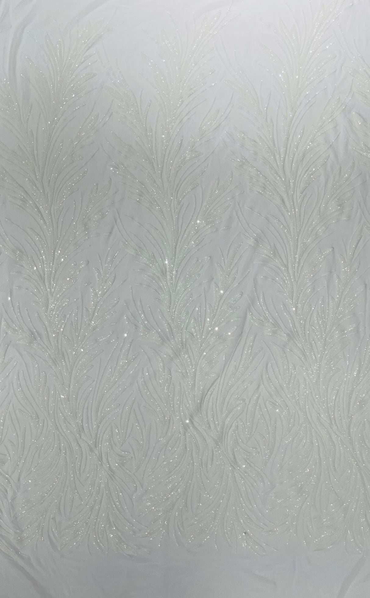 Feather Wing Shiny Sequin Mesh Fabric - Feather Wing Sequin Design, 54" Width (1 Yard)