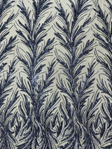Feather Wing Shiny Sequin Mesh Fabric - Feather Wing Sequin Design, 54" Width (1 Yard)
