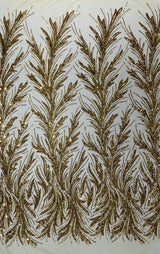 Feather Wing Shiny Sequin Mesh Fabric - Feather Wing Sequin Design, 54" Width (1 Yard)