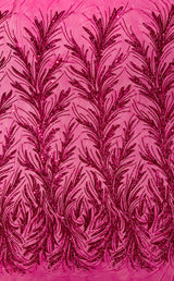 Feather Wing Shiny Sequin Mesh Fabric - Feather Wing Sequin Design, 54" Width (1 Yard)