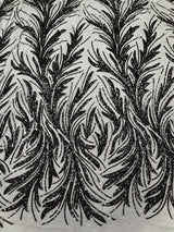 Feather Wing Shiny Sequin Mesh Fabric - Feather Wing Sequin Design, 54" Width (1 Yard)