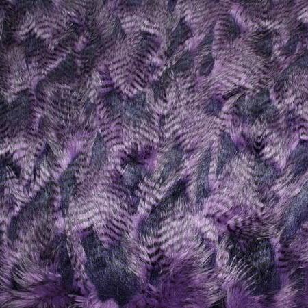 Purple Faux Feathered Fur Fabric,