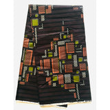 Kumasi Skyline 100 Percent Cotton Fabric - Brown, Green, Beige African Print, 45-47" Width (Per Yard)