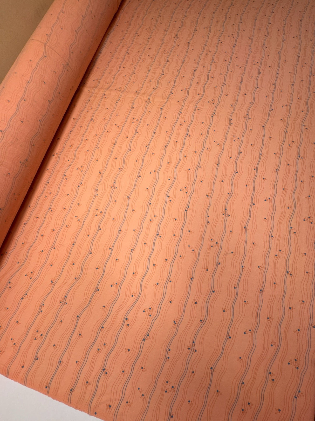 Virgin Wool Woven Printed Orange Stripes