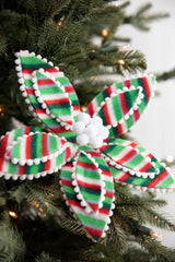 Candy Stripe Poinsettia Stem 22 Inch Red Green Christmas Decor