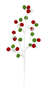 28 Inch Felt Ball Spray – Red, White & Green Festive Texture for North Pole Holiday Décor