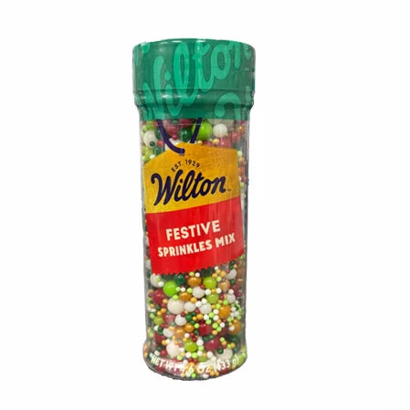 Wilton Festive Sprinkle Mix Christmas multi color and size pearl balls, 4.6oz