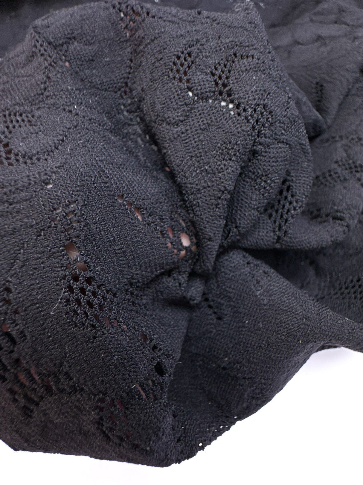 Black Polyamide Elastane Knitted Floral Fabric