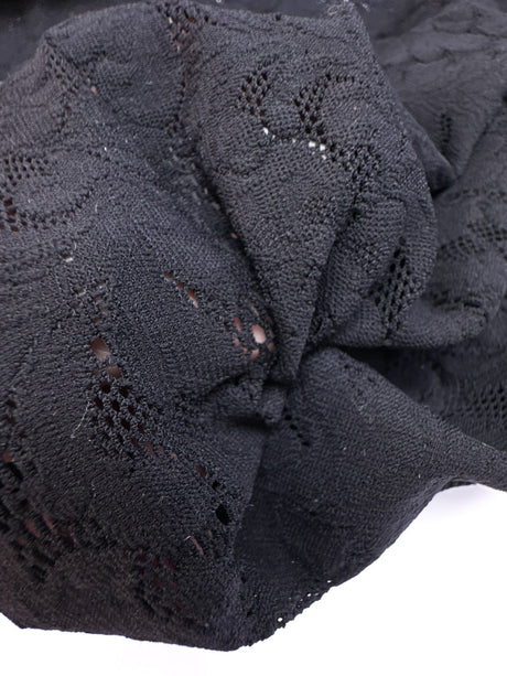 Black Polyamide Elastane Knitted Floral Fabric