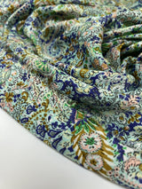 Polyester Sateen Paisley Print Purple Green