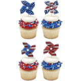 Red, White and Blue Pinwheel USA - 12 count cupcake and cake toppers