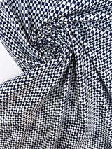 Polyamide Elastane Knitted Fabric Checked White Blue