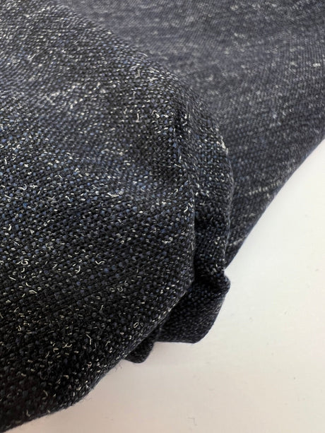 Wool Melange Fabric Blue Black