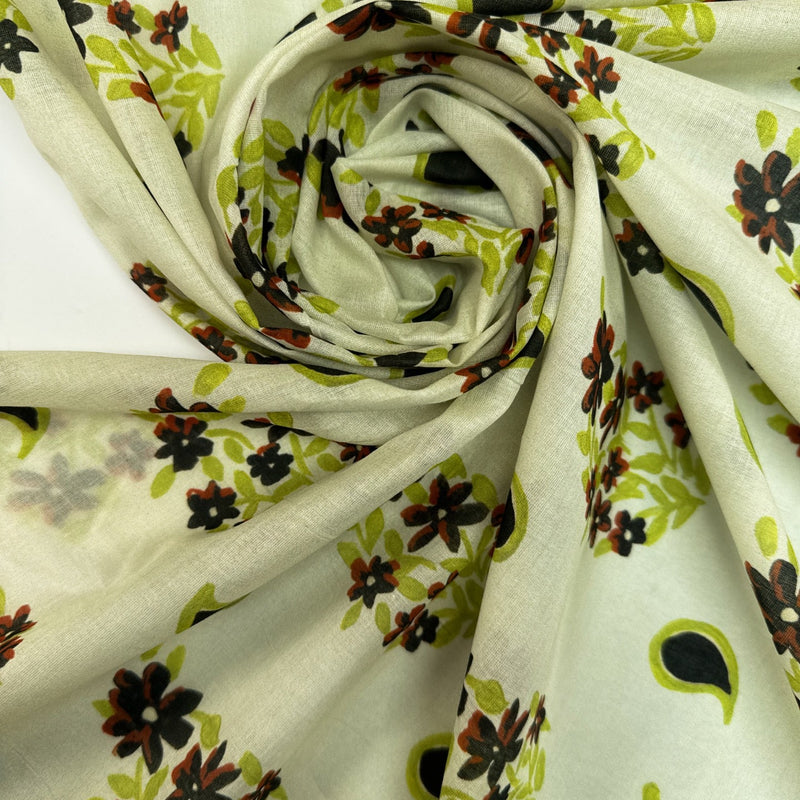 Viscose Batiste Printed Green Beige
