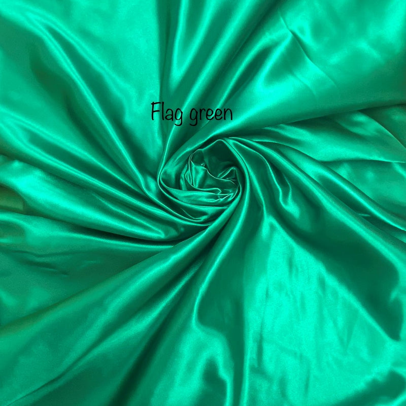 Flag Green Polyester Bridal Satin Fabric - Flag Green, Sheen, 58"-60" Width (1 Yard)