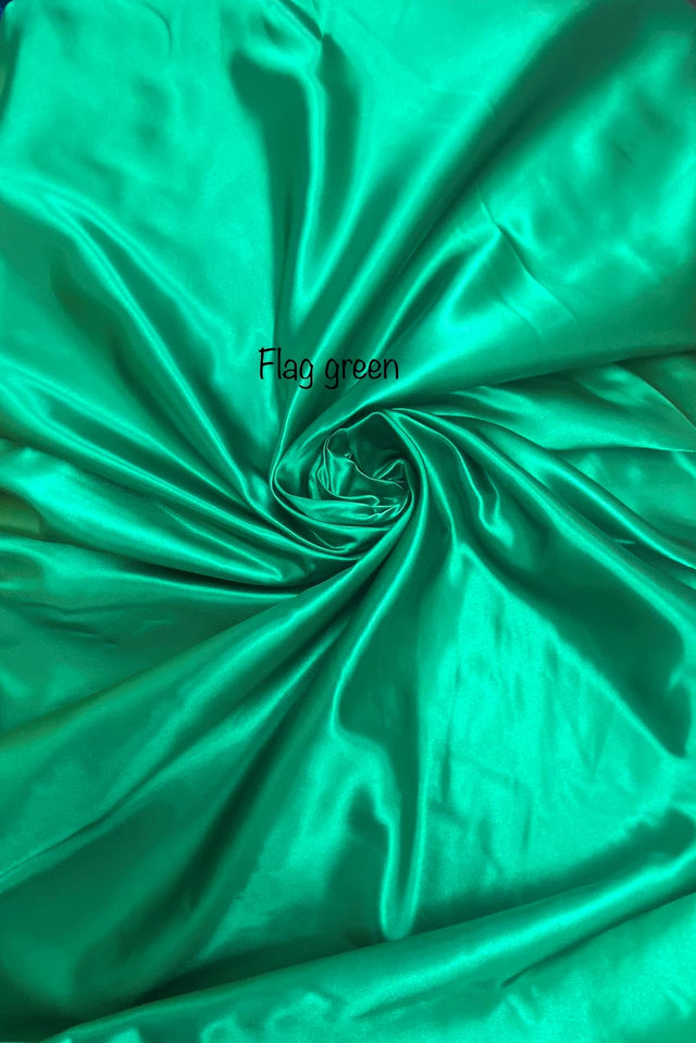 Flag Green Polyester Bridal Satin Fabric - Flag Green, Sheen, 58"-60" Width (1 Yard)