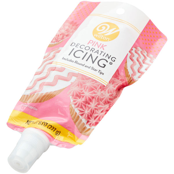 Wilton Pink Icing Pouch with Tips, 8 oz.