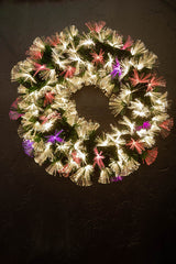 24 Inch Fiber Optic Wreath Multicolor with White LED Holiday Christmas Door Décor