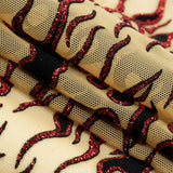 Fiery Glittered Flocked Stretch Mesh Nylon Spandex Fabric - Glittered Flocked Stretch Mesh, 58" Width (1 Yard)