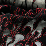 Glittered Flocked Stretch Mesh Fabric