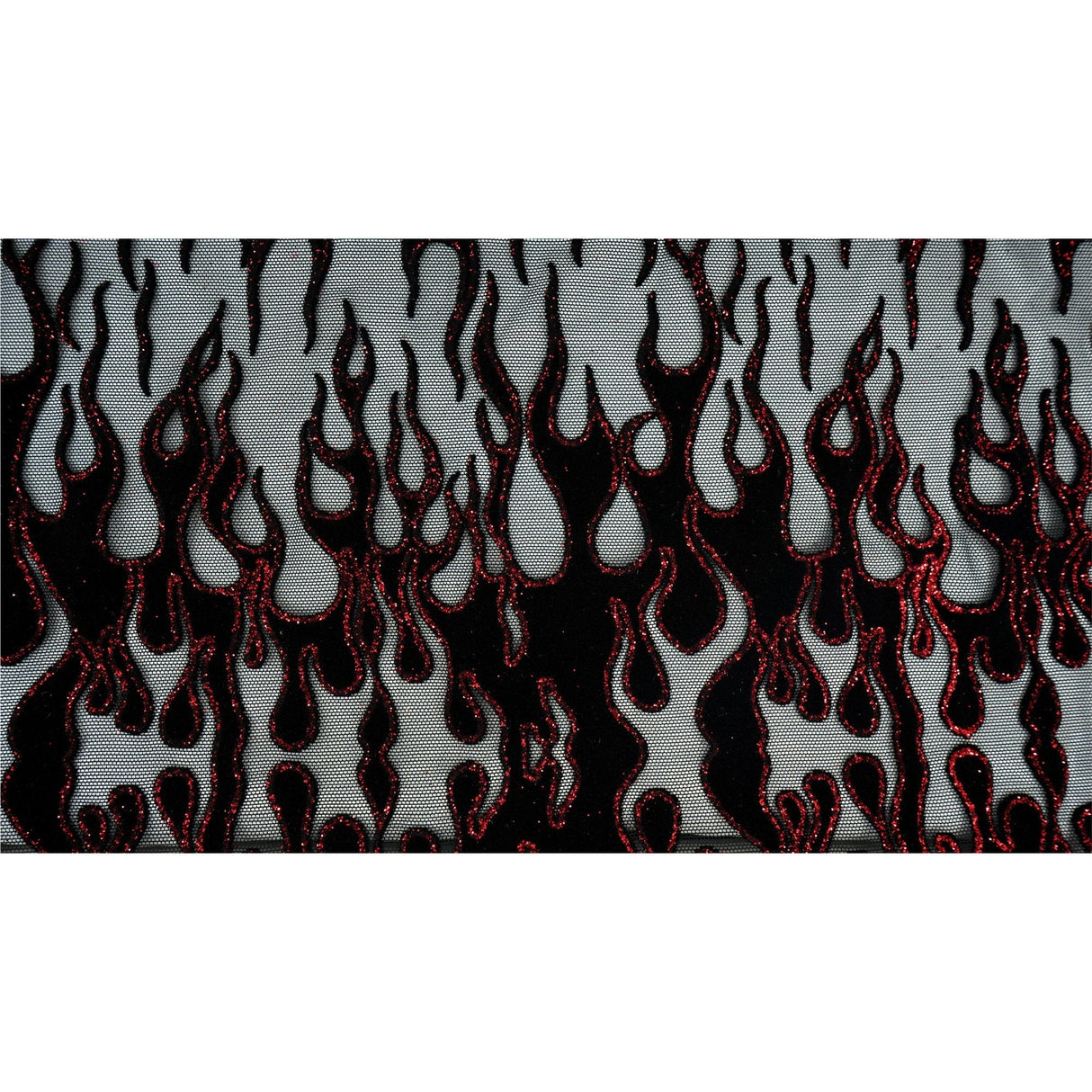 Fiery Glittered Flocked Stretch Mesh Nylon Spandex Fabric - Glittered Flocked Stretch Mesh, 58" Width (1 Yard)