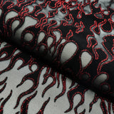 Fiery Glittered Flocked Stretch Mesh Nylon Spandex Fabric - Glittered Flocked Stretch Mesh, 58" Width (1 Yard)