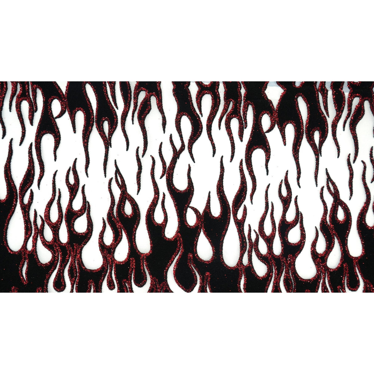 Fiery Glittered Flocked Stretch Mesh Nylon Spandex Fabric - Glittered Flocked Stretch Mesh, 58" Width (1 Yard)