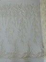 Fiesta Beaded Lace Polyester Fabric - Hand Beaded Vine Lace, 50" Width, 36" Length (1 Yard)