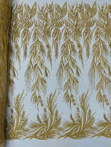 Fiesta Beaded Lace Polyester Fabric - Hand Beaded Vine Lace, 50" Width, 36" Length (1 Yard)