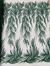 Fiesta Beaded Lace Polyester Fabric - Hand Beaded Vine Lace, 50" Width, 36" Length (1 Yard)
